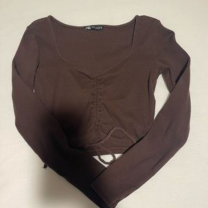 zara brown long-sleeve